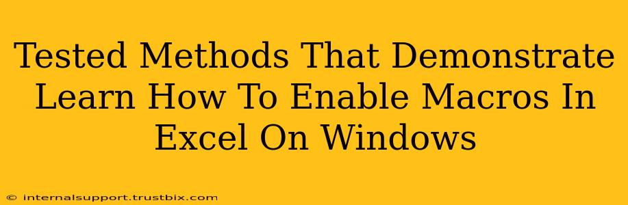 Tested Methods That Demonstrate Learn How To Enable Macros In Excel On Windows