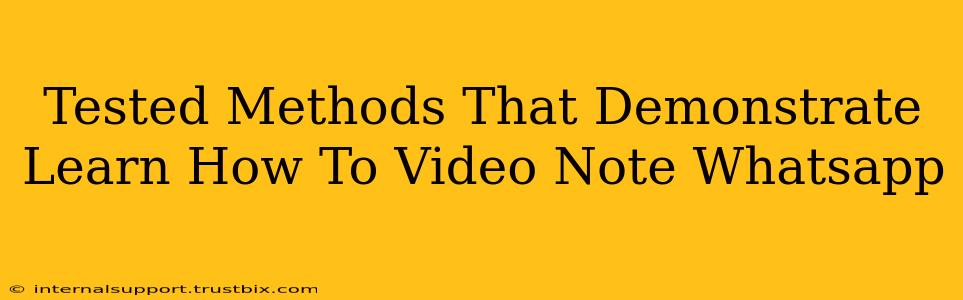 Tested Methods That Demonstrate Learn How To Video Note Whatsapp