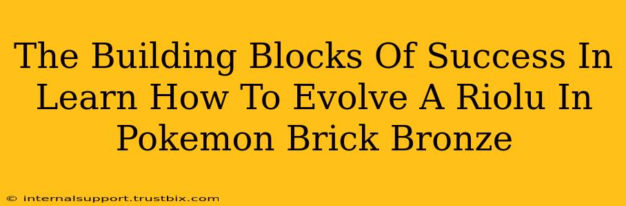 The Building Blocks Of Success In Learn How To Evolve A Riolu In Pokemon Brick Bronze