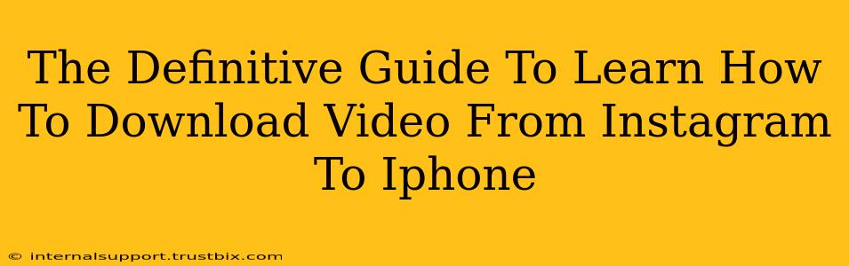 The Definitive Guide To Learn How To Download Video From Instagram To Iphone