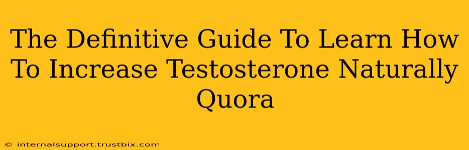 The Definitive Guide To Learn How To Increase Testosterone Naturally Quora