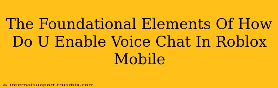 The Foundational Elements Of How Do U Enable Voice Chat In Roblox Mobile