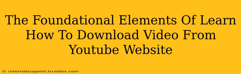 The Foundational Elements Of Learn How To Download Video From Youtube Website