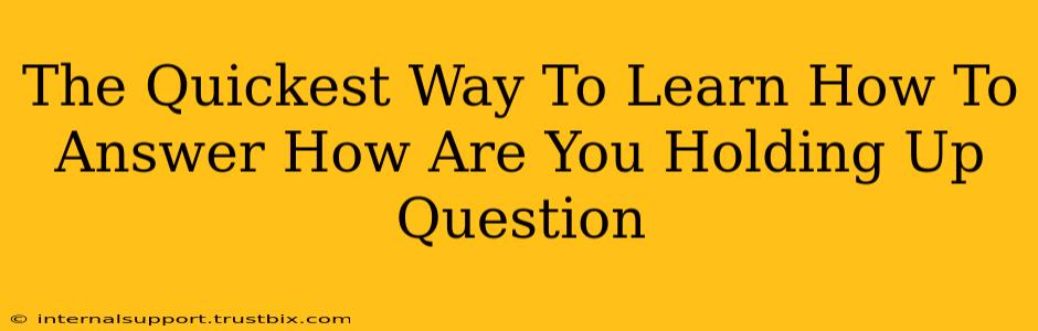 The Quickest Way To Learn How To Answer How Are You Holding Up Question