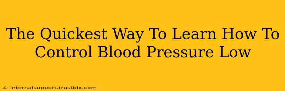 The Quickest Way To Learn How To Control Blood Pressure Low