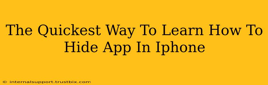 The Quickest Way To Learn How To Hide App In Iphone