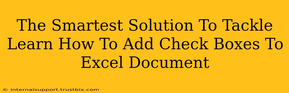 The Smartest Solution To Tackle Learn How To Add Check Boxes To Excel Document