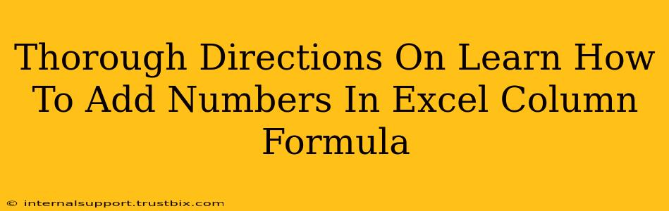 Thorough Directions On Learn How To Add Numbers In Excel Column Formula