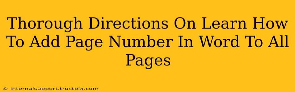 Thorough Directions On Learn How To Add Page Number In Word To All Pages