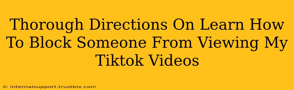 Thorough Directions On Learn How To Block Someone From Viewing My Tiktok Videos