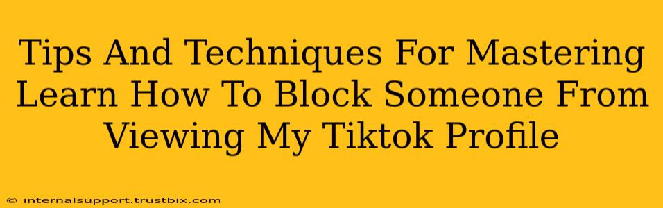 Tips And Techniques For Mastering Learn How To Block Someone From Viewing My Tiktok Profile