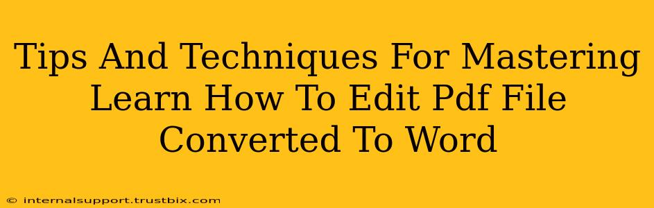 Tips And Techniques For Mastering Learn How To Edit Pdf File Converted To Word