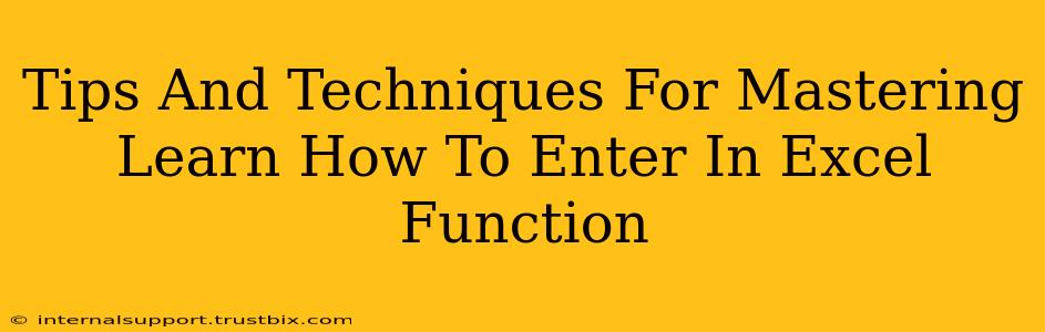 Tips And Techniques For Mastering Learn How To Enter In Excel Function