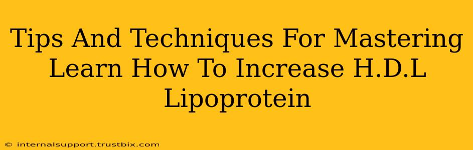 Tips And Techniques For Mastering Learn How To Increase H.D.L Lipoprotein