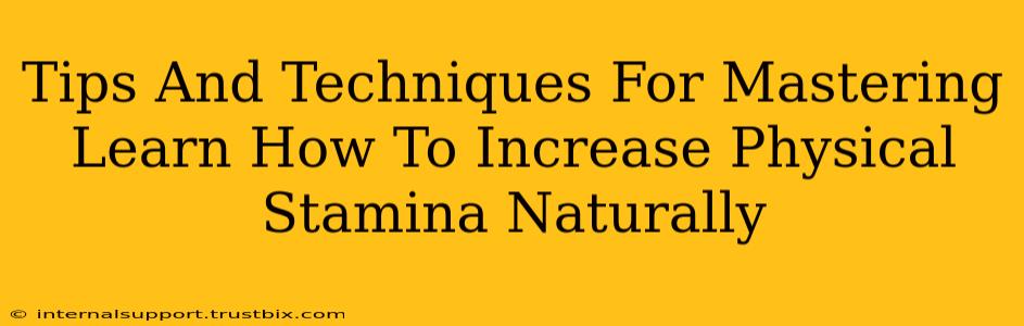 Tips And Techniques For Mastering Learn How To Increase Physical Stamina Naturally