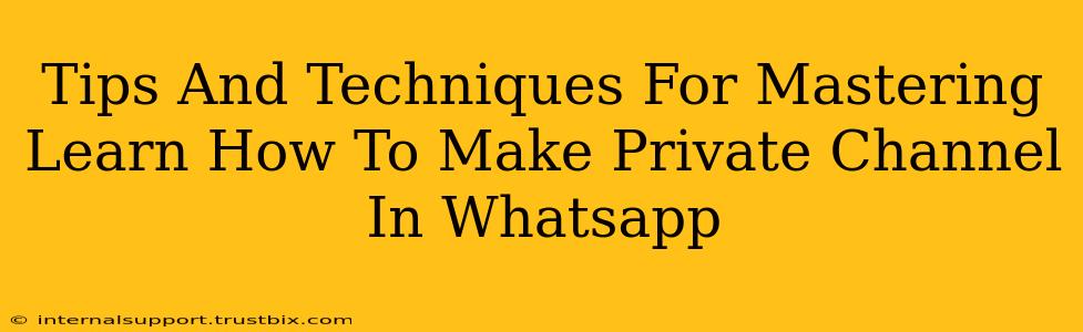 Tips And Techniques For Mastering Learn How To Make Private Channel In Whatsapp