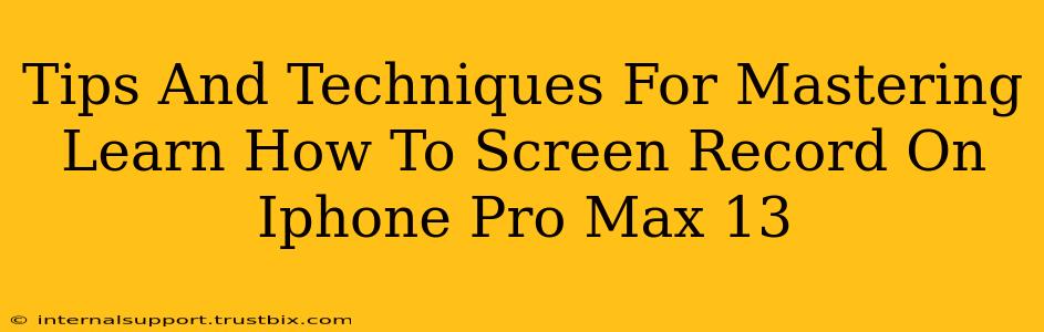 Tips And Techniques For Mastering Learn How To Screen Record On Iphone Pro Max 13