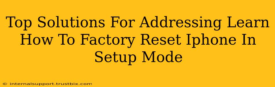 Top Solutions For Addressing Learn How To Factory Reset Iphone In Setup Mode