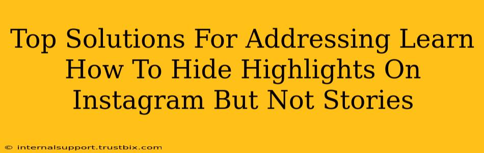 Top Solutions For Addressing Learn How To Hide Highlights On Instagram But Not Stories