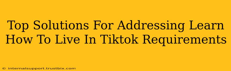 Top Solutions For Addressing Learn How To Live In Tiktok Requirements