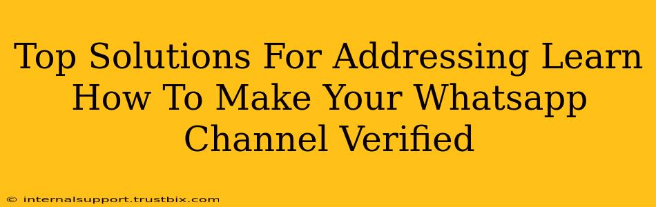 Top Solutions For Addressing Learn How To Make Your Whatsapp Channel Verified