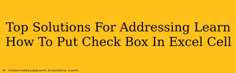 Top Solutions For Addressing Learn How To Put Check Box In Excel Cell