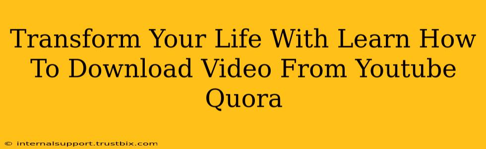 Transform Your Life With Learn How To Download Video From Youtube Quora