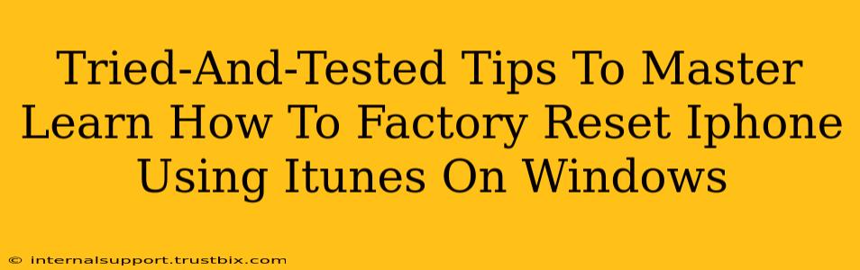 Tried-And-Tested Tips To Master Learn How To Factory Reset Iphone Using Itunes On Windows