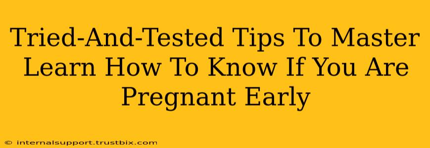 Tried-And-Tested Tips To Master Learn How To Know If You Are Pregnant Early