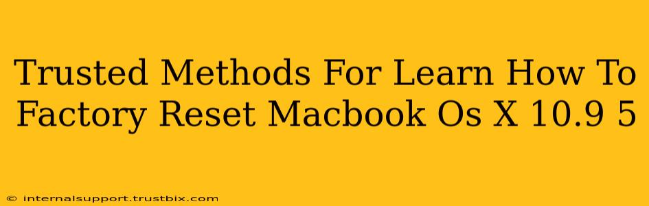 Trusted Methods For Learn How To Factory Reset Macbook Os X 10.9 5