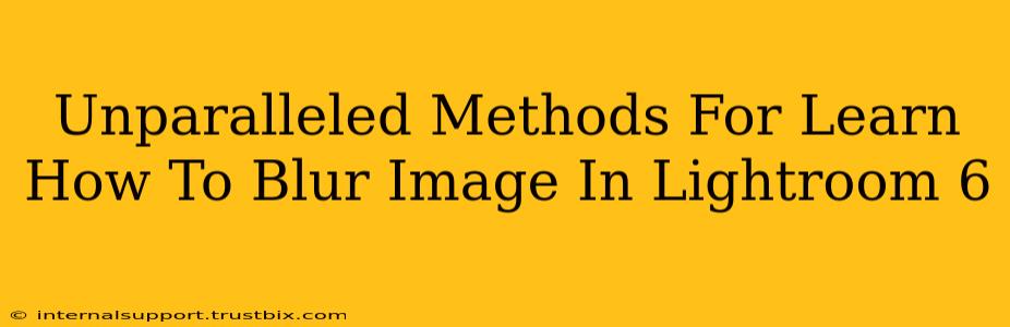 Unparalleled Methods For Learn How To Blur Image In Lightroom 6