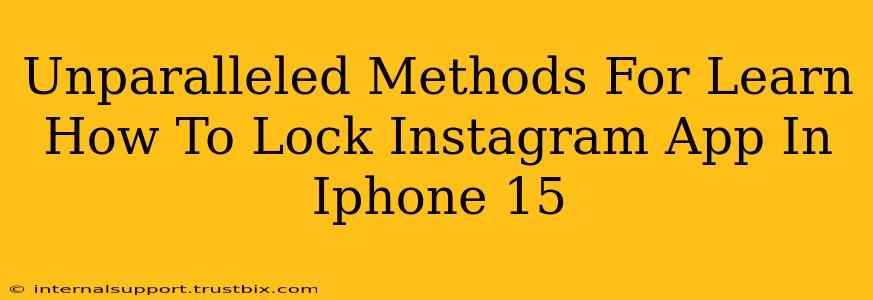 Unparalleled Methods For Learn How To Lock Instagram App In Iphone 15