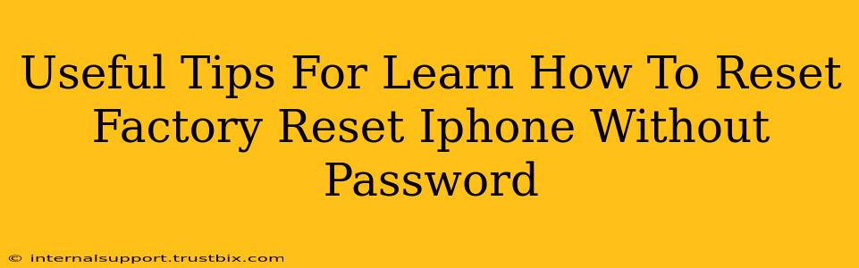 Useful Tips For Learn How To Reset Factory Reset Iphone Without Password