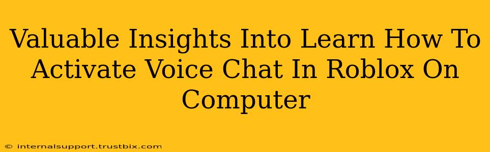 Valuable Insights Into Learn How To Activate Voice Chat In Roblox On Computer