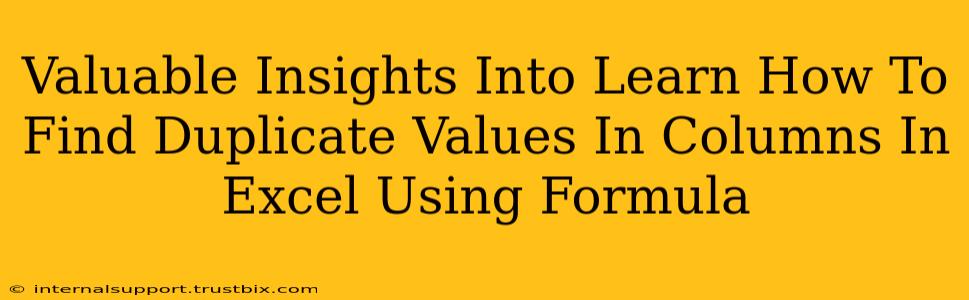 Valuable Insights Into Learn How To Find Duplicate Values In Columns In Excel Using Formula