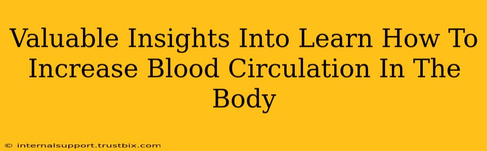 Valuable Insights Into Learn How To Increase Blood Circulation In The Body